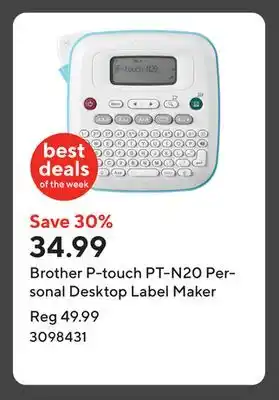 Staples Brother P-touch PT-N20 Personal Desktop Label Maker offer