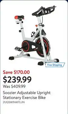 Walmart Soozier Adjustable Upright Stationary Exercise Bike offer