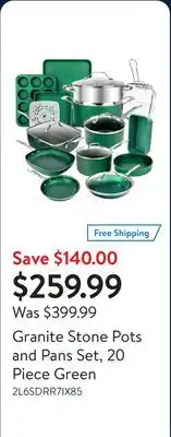 Walmart Granite Stone Pots and Pans Set, 20 Piece Green offer