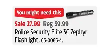 Canadian Tire Police Security Elite 3C Zephyr Flashlight offer