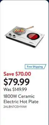 Walmart 1800W Ceramic Electric Hot Plate offer