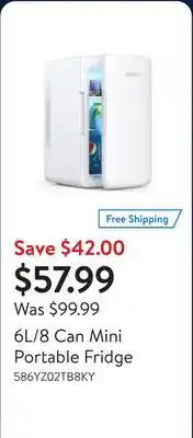 Walmart 6L/8 Can Mini Portable Fridge offer