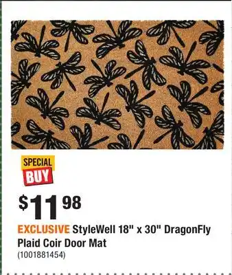 Home Depot EXCLUSIVE StyleWell 18 x 30 DragonFly Plaid Coir Door Mat offer