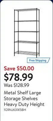 Walmart Metal Shelf Large Storage Shelves Heavy Duty Height offer