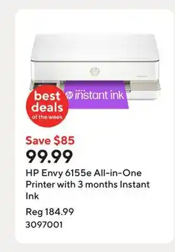 Staples HP Envy 6155e All-in-One Printer with 3 months Instant Ink offer