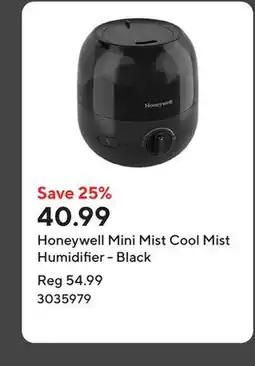 Staples Honeywell Mini Mist Cool Mist Humidifier - Black offer