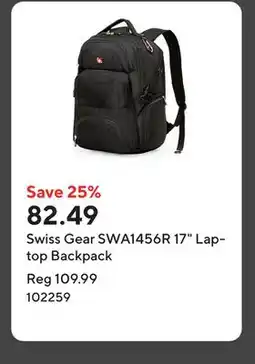 Staples Swiss Gear SWA1456R 17 Laptop Backpack offer