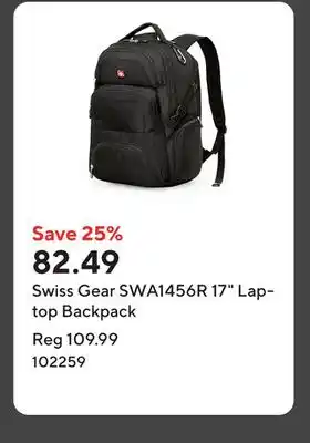 Staples Swiss Gear SWA1456R 17 Laptop Backpack offer