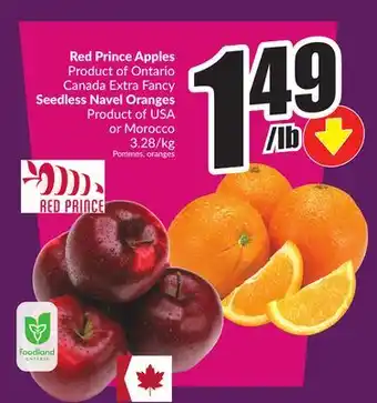 Chalo FreshCo Red Prince Apples Product of Ontario Canada Extra Fancy Product of USA or Morocco 3.28/kg offer