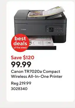 Staples Canon TR7020a Compact Wireless All-In-One Printer offer