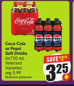 Chalo FreshCo Coca-Cola or Pepsi Soft Drinks 6x710 mL Selected Varieties offer