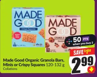 Chalo FreshCo Made Good Organic Granola Bars, Minis or Crispy Squares 120-132 g offer