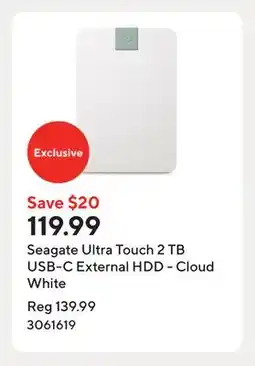 Staples Seagate Ultra Touch 2 TB USB-C External HDD - Cloud White offer