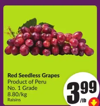 Chalo FreshCo Red Seedless Grapes Product of Peru No. 1 Grade $8.80/kg offer