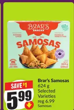 Chalo FreshCo Brar's Samosas 624 g Selected Varieties offer