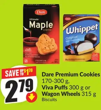 Chalo FreshCo Dare Premium Cookies 170-300g. Viva Puffs 300 g or Wagon Wheels 315g offer