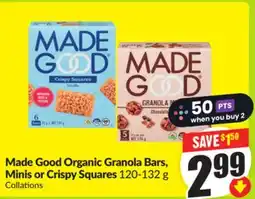 FreshCo Made Good Organic Granola Bars, Minis or Crispy Squares 120-132 g offer