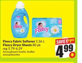 FreshCo Fleecy Fabric Softener 1.36 L Fleecy Dryer Sheets 80 pk offer