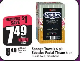 Chalo FreshCo Sponge Towels 6 pk Scotties Facial Tissue 6 pk offer