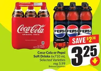 FreshCo Coca-Cola or Pepsi Soft Drinks 6x710 mL Selected Varieties offer