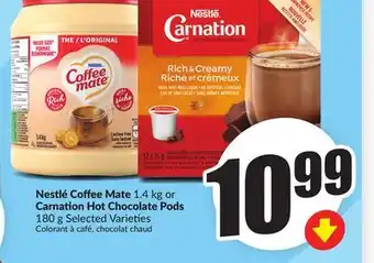 FreshCo Nestlé Coffee Mate 1.4 kg or Carnation Hot Chocolate Pods 180 g Selected Varieties offer