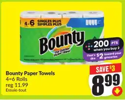 FreshCo Bounty Paper Towels 4=6 Rolls offer