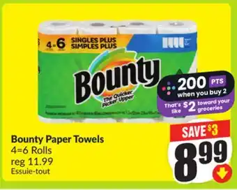 FreshCo Bounty Paper Towels 4=6 Rolls offer