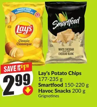 FreshCo Lay's Potato Chips 177-235g Smartfood 150-220g Havoc Snacks 200g offer