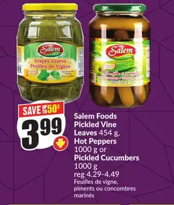 FreshCo Salem Foods Pickled Vine Leaves 454 g, Hot Peppers 1000 g or Pickled Cucumbers 1000 g offer