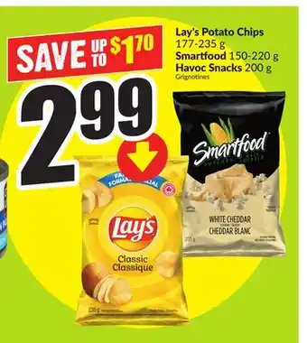 FreshCo Lay's Potato Chips 177-235 g Smartfood 150-220 g Havoc Snacks 200 g offer