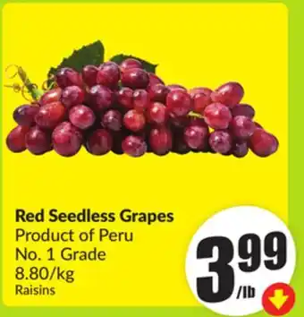 FreshCo Red Seedless Grapes Product of Peru No. 1 Grade 8.80/kg offer