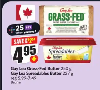 FreshCo Gay Lea Grass-Fed Butter 250 g Gay Lea Spreadables Butter 227 g offer