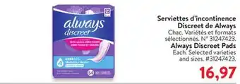 Walmart Always Discreet Pads offer