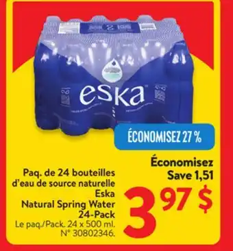 Walmart Eska Natural Spring Water 24-Pack offer