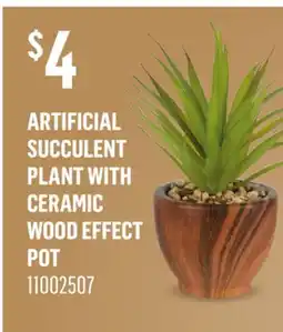 Canac Artificial Succulent Plant with Ceramic Wood Effect Pot offer