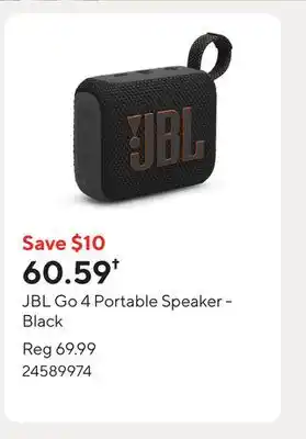 Staples JBL Go 4 Portable Speaker - Black offer