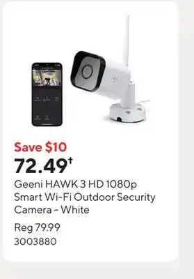 Staples Geeni HAWK 3 HD 1080p Smart Wi-Fi Outdoor Security Camera - White offer