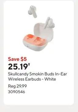 Staples Skullcandy Smokin Buds In-Ear Wireless Earbuds - White offer