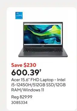 Staples Acer 15.6 FHD Laptop - Intel i5-12450H/512GB SSD/12GB RAM/Windows 11 offer