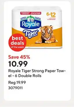 Staples Royale Tiger Strong Paper Towel - 6 Double Rolls offer