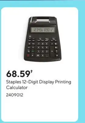 Staples Staples 12-Digit Display Printing Calculator offer