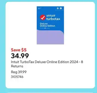 Staples Intuit TurboTax Deluxe Online Edition 2024 - 8 Returns offer