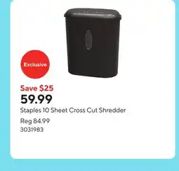 Staples Staples 10 Sheet Cross Cut Shredder offer