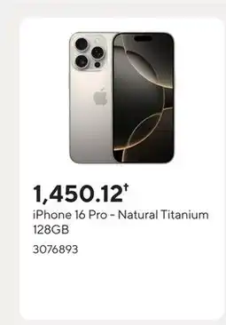 Staples iPhone 16 Pro - Natural Titanium 128GB offer