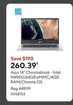 Staples Asus 14 Chromebook - Intel N4500/64GB eMMC/4GB RAM/Chrome OS offer