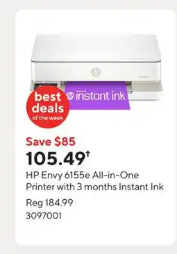 Staples HP Envy 6155e All-in-One Printer with 3 months Instant Ink offer