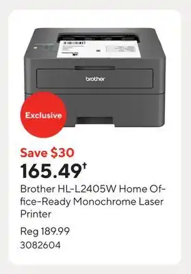 Staples Brother HL-L2405W Home Office-Ready Monochrome Laser Printer offer