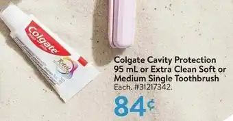 Walmart Colgate Cavity Protection or Extra Clean Soft or Medium Single Toothbrush offer