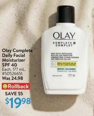 Walmart Olay Complete Daily Facial Moisturizer SPF 40 offer