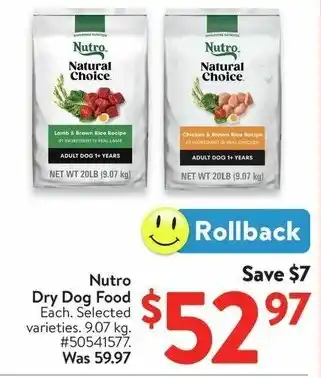 Walmart Nutro Dry Dog Food offer